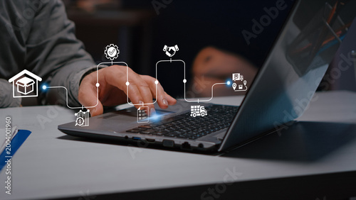 Quadro su tela Digital procurement and supply chain management concept