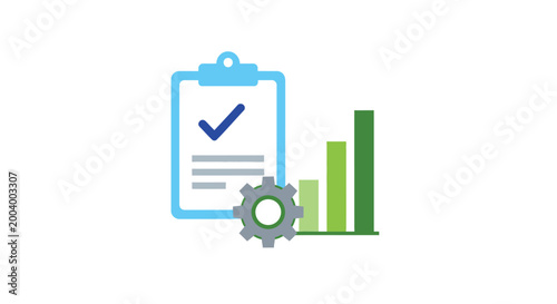 clipboard with checkmark and bar graph icon