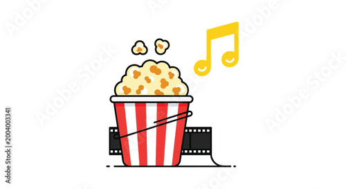 popcorn bucket with musical note illustration high quality