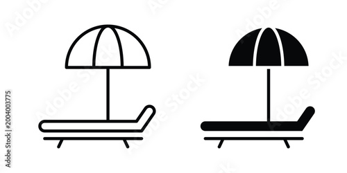 Photos Beach chair with umbrella icon vector editable stroke