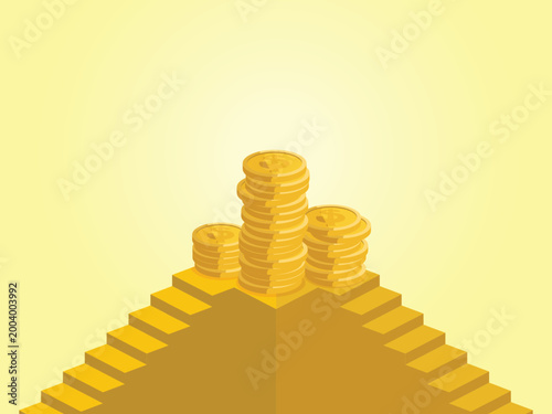 Daily A070 Golden money with stair shows the meaning of Financial success Vector vector illustration EPS 10
