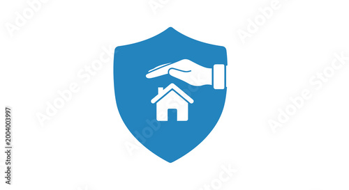 shield icon with hand protecting house high quality