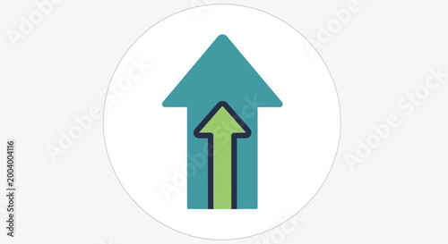 upward arrow icon in teal and green colors
