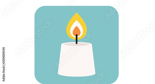candle with flame on blue background high quality
