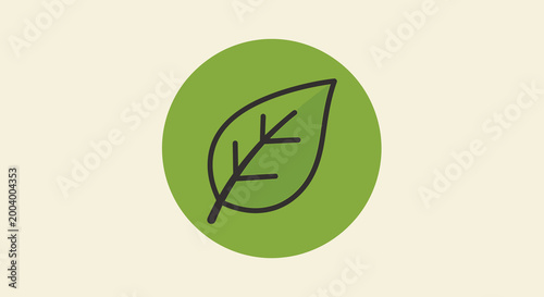 leaf icon in green circle on beige background