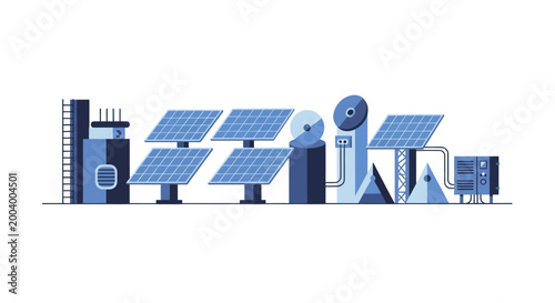 Fotografía Solar Power Plant with Renewable Energy Technology.