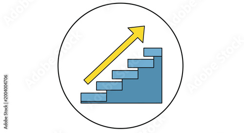 growth chart icon with steps and arrow