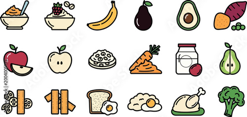 Colorful food various healthy eating symbols food healthy eating fruit vegetables bread eggs