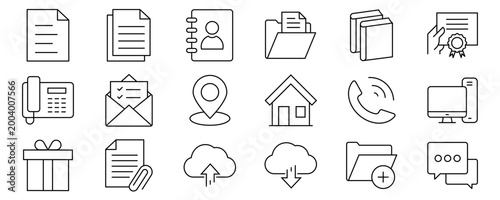 office business icons set. Contains icons related of office business : document, computer, mail, calendar, tools, and more. Outline Icon Collection. Vector illustration. Editable stroke