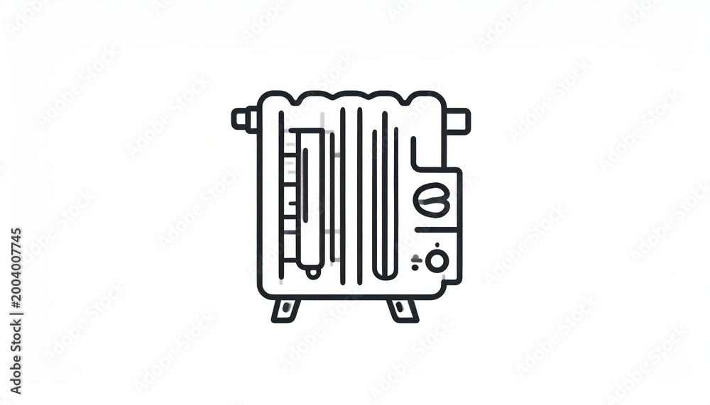 Fototapeta premium Vector Line Art Illustration of a Portable Electric Oil Filled Radiator Heater.