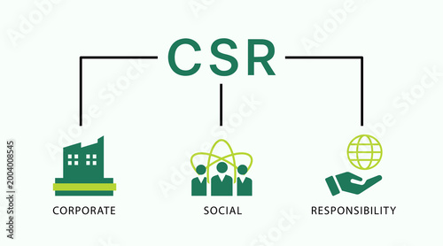 CSR Banner Web Icon Solid Vector Illustration for Business and Organization Corporate Social Responsibility Concept