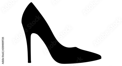 Slika na platnu Elegant Black High Heel Shoe Silhouette Isolated on White Background