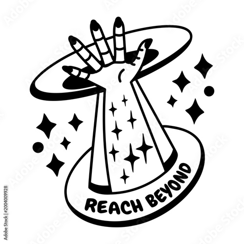 A glyph sticker of a satellite with stay updated typography 
