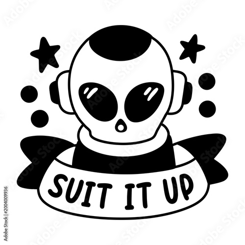 A glyph sticker of a satellite with stay updated typography 
