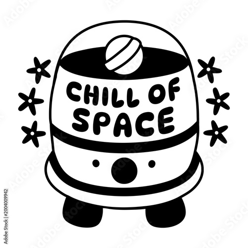 A glyph sticker of a satellite with stay updated typography 
