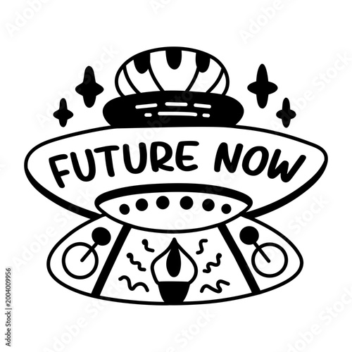 A glyph sticker of a satellite with stay updated typography 
