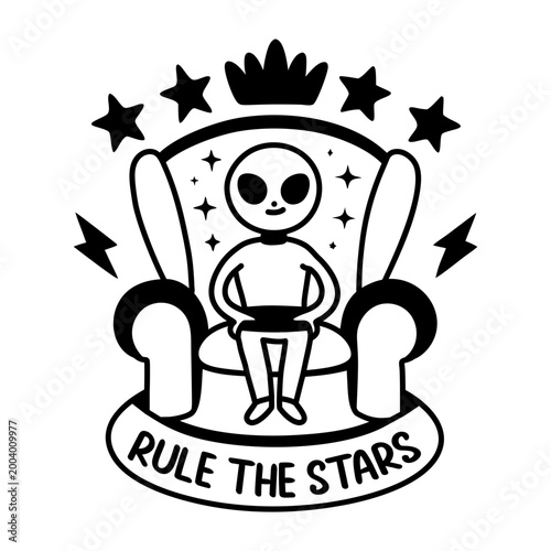 A glyph sticker of a satellite with stay updated typography 
