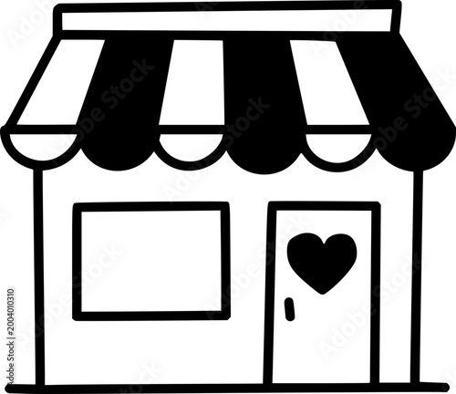 Support Small Business Icon Set Piece, Local Shop Front Boutique Symbol