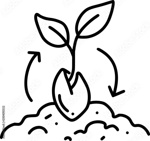 Compostable Sprout Icon Set Piece, Biodegradable Seed Growth Vector