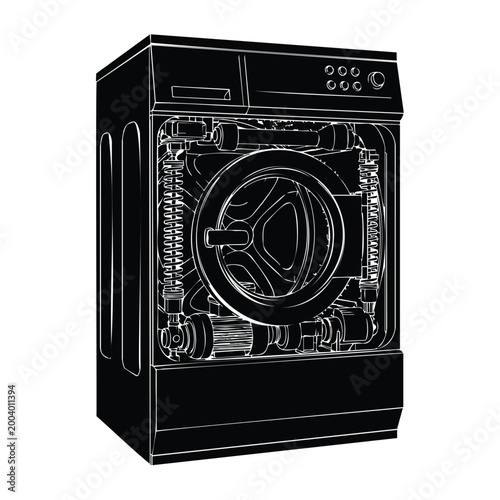 Washing machine silhouette with internal components set bundle home.