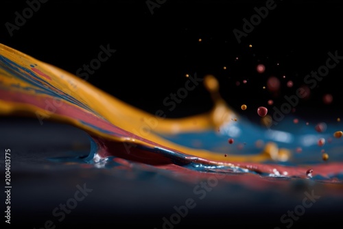 Subtle Color Blend With Highlights. Refined Brushwork With Shimmering Details And Droplets