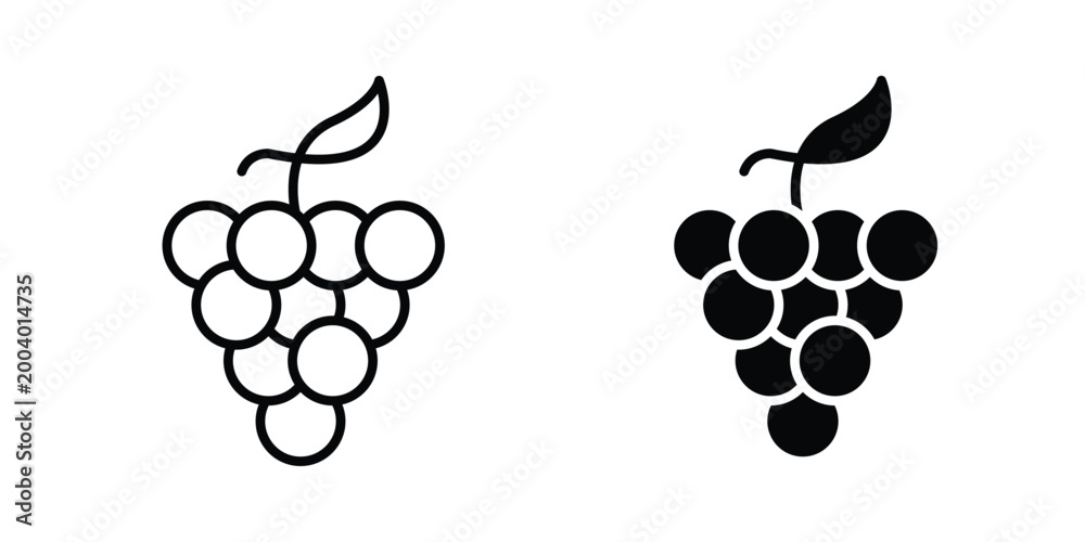 Naklejka premium Grape icon vector editable stroke. logo symbol illustration.