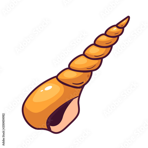 Spiral seashell illustration isolated on light background. tropical marine shell design for ocean theme, beach decor, summer vacation and coastal graphic projects