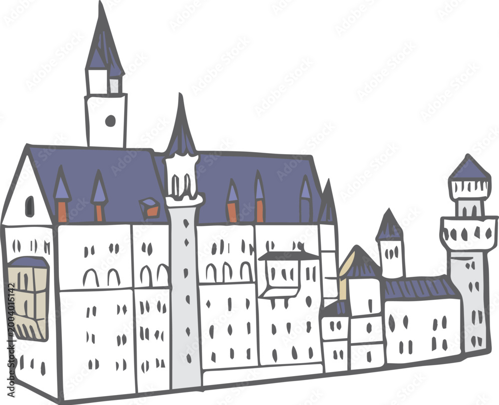 Fototapeta premium hand drawn castle