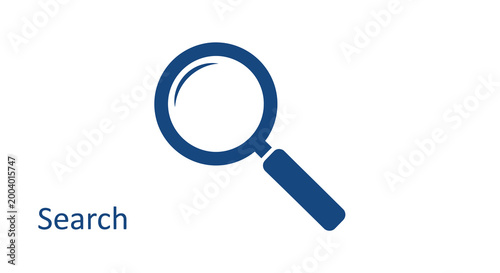 magnifying glass icon with blue outline on white background