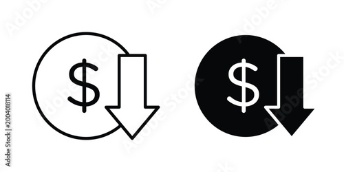 low cost icon vector editable stroke. logo symbol illustration.