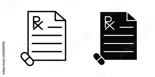 Medical prescription icon vector editable stroke. logo symbol illustration.