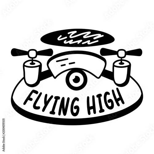 Tableau sur toile A glyph sticker of a drone with flying high