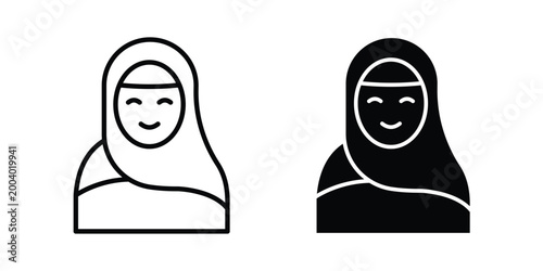 Muslim women icon vector editable stroke. logo symbol illustration.