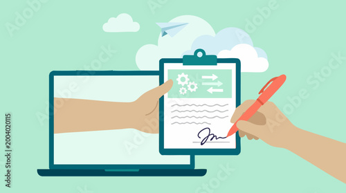 Fotografía Digital signature concept for online business and document workflow