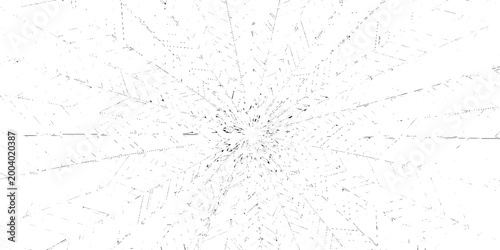 Bilde på lerret Cracked glass texture with radial fracture lines on white grunge background vect