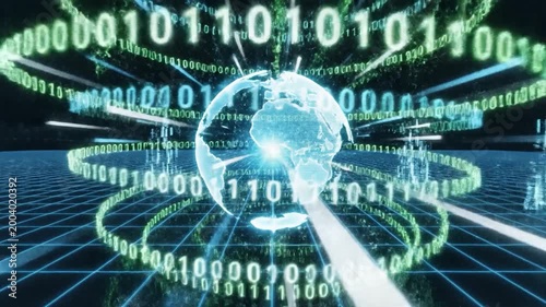 A futuristic digital landscape with glowing grid lines and abstract figures, representing technology and innovation in a virtual environment