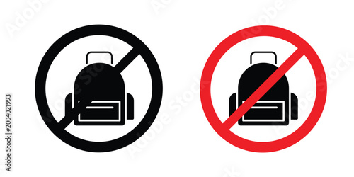 No backpacks allowed sign vector editable stroke. logo symbol illustration.