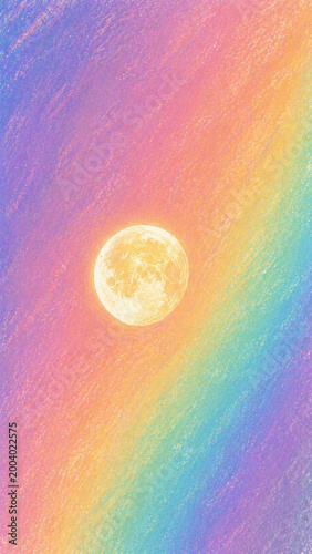 Moon framed by a rainbow