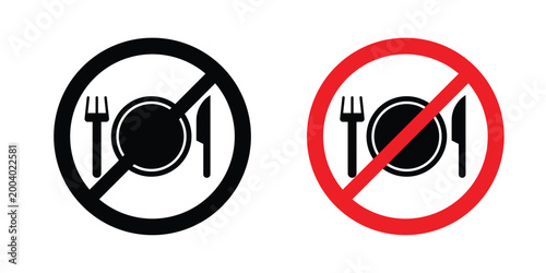No eating sign vector editable stroke. logo symbol illustration.