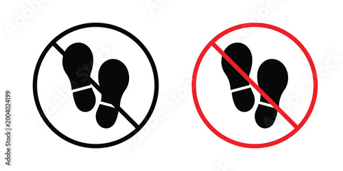 No foot print sign vector editable stroke. logo symbol illustration.