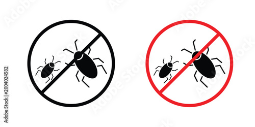 No insect sign vector editable stroke. logo symbol illustration.