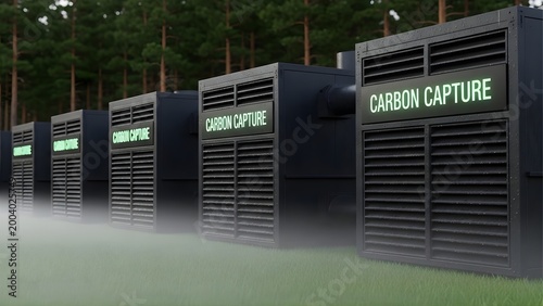 Carbon Removal Facility with Direct Air Capture Machines in Forest Environment