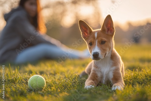 Dog and Ball in the Park Fictional Character Created By Generative AI