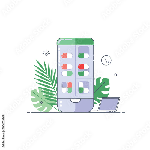 Modern Digital Health App Illustration for Medical Technology
