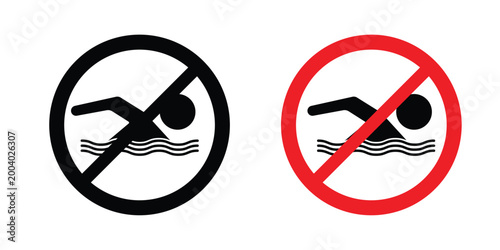 No swimming sign vector editable stroke. logo symbol illustration.
