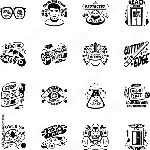 Collection of Astronomy Glyph Style Stickers
