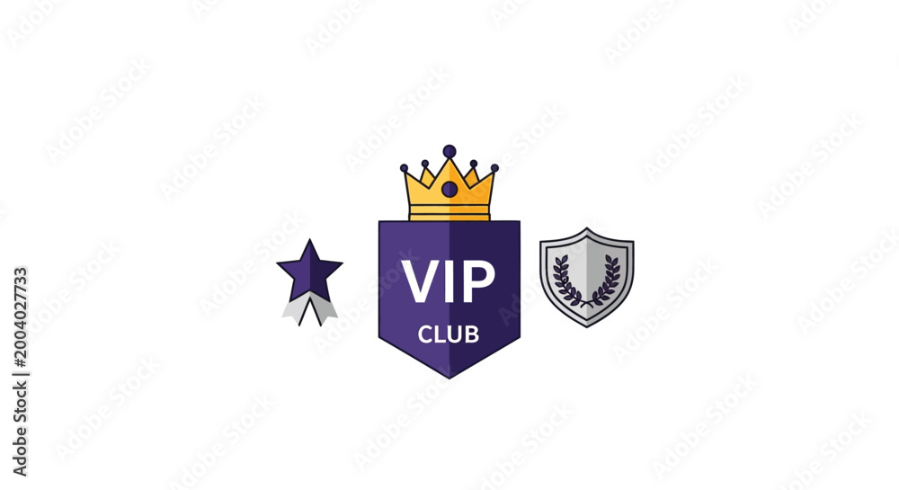 Fototapeta premium vip club badge with crown star and shield