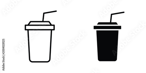 Paper cup icon vector editable stroke. logo symbol illustration.