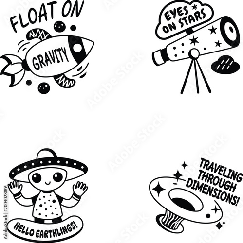 Set of 04 Space Exploration Stickers  
