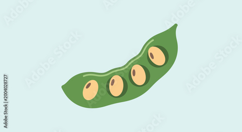 Bild auf Leinwand pea pod with beans on light blue background
